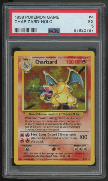 1999 Pokemon Charizard Base Set Unlimited Holo #4 PSA 5
