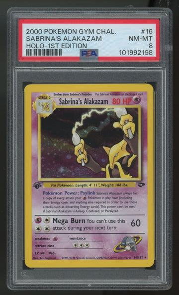 2000 Pokemon Sabrina's Alakazam Gym Challenge 1st Edition Holo #16 PSA 8