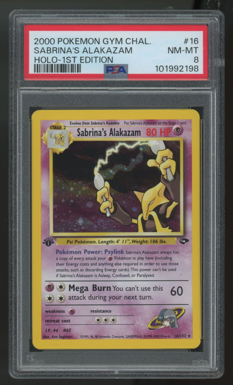 2000 Pokemon Sabrina's Alakazam Gym Challenge 1st Edition Holo #16 PSA 8