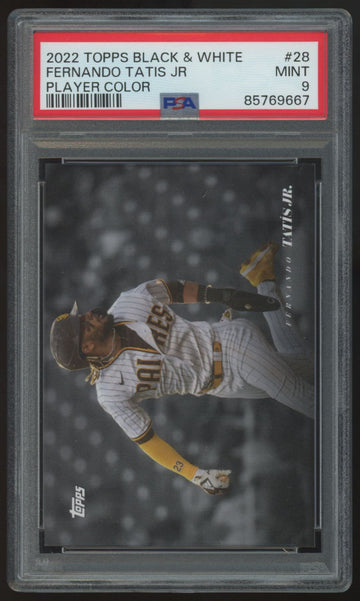 2022 Topps Black & White Fernando Tatis Jr. Player Color /10 #28 PSA 9