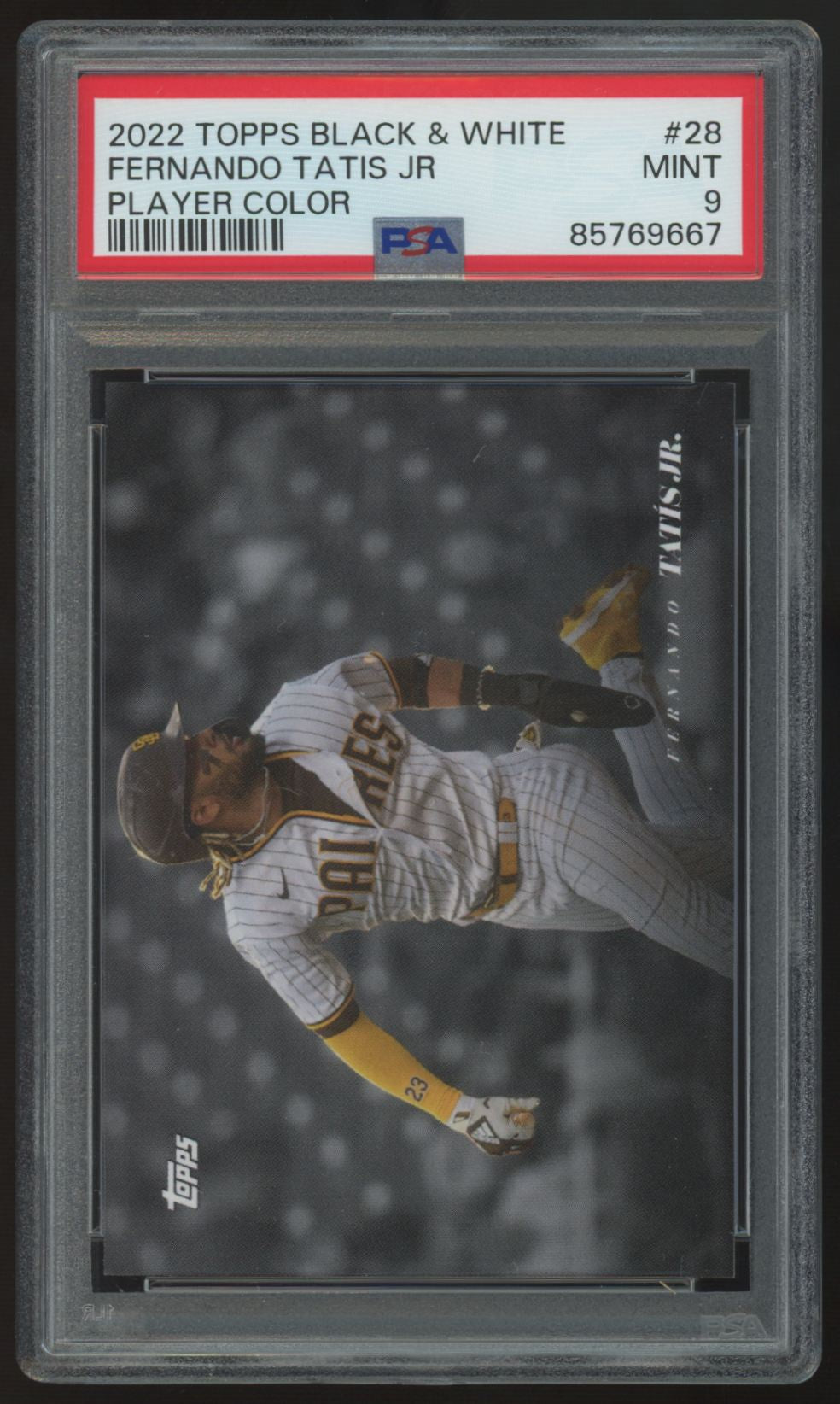 2022 Topps Black & White Fernando Tatis Jr. Player Color /10 #28 PSA 9