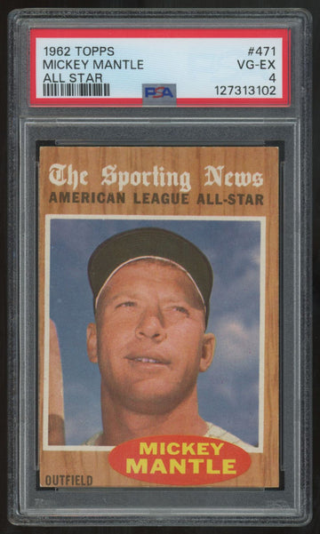 1962 Topps Mickey Mantle All Star #471 PSA 4 *102
