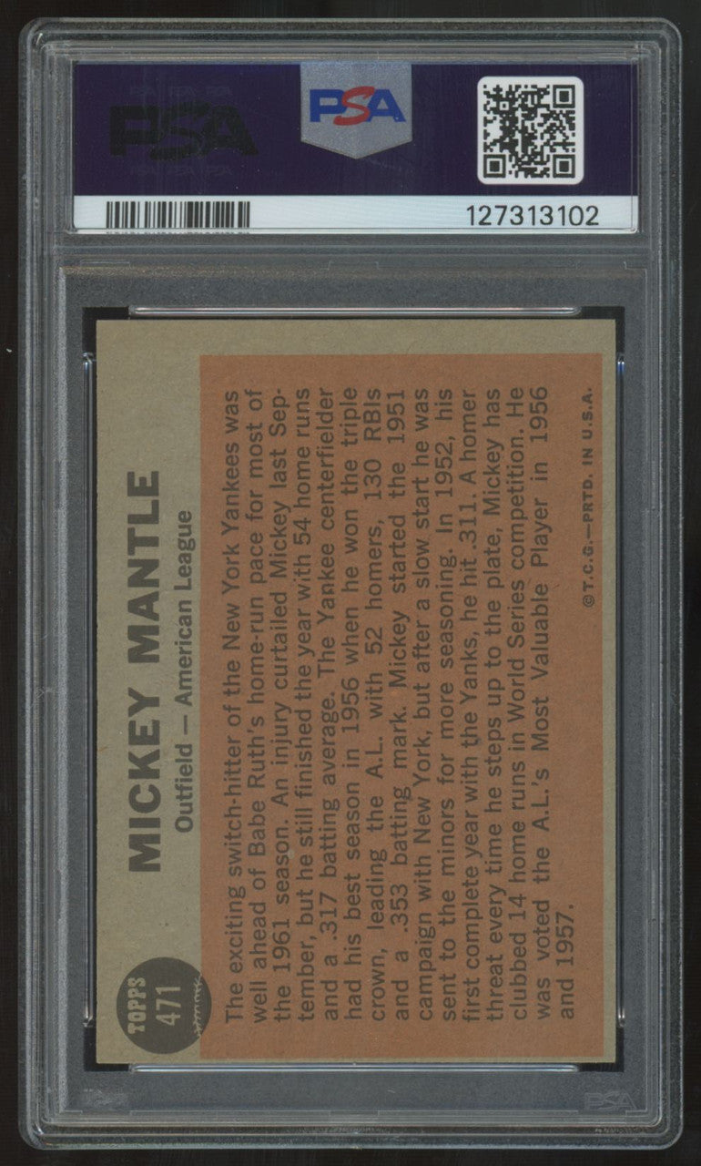 1962 Topps Mickey Mantle All Star #471 PSA 4 *102