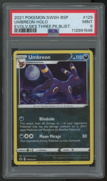2021 Pokemon Umbreon Evolving Skies Promo Holo #129 PSA 9