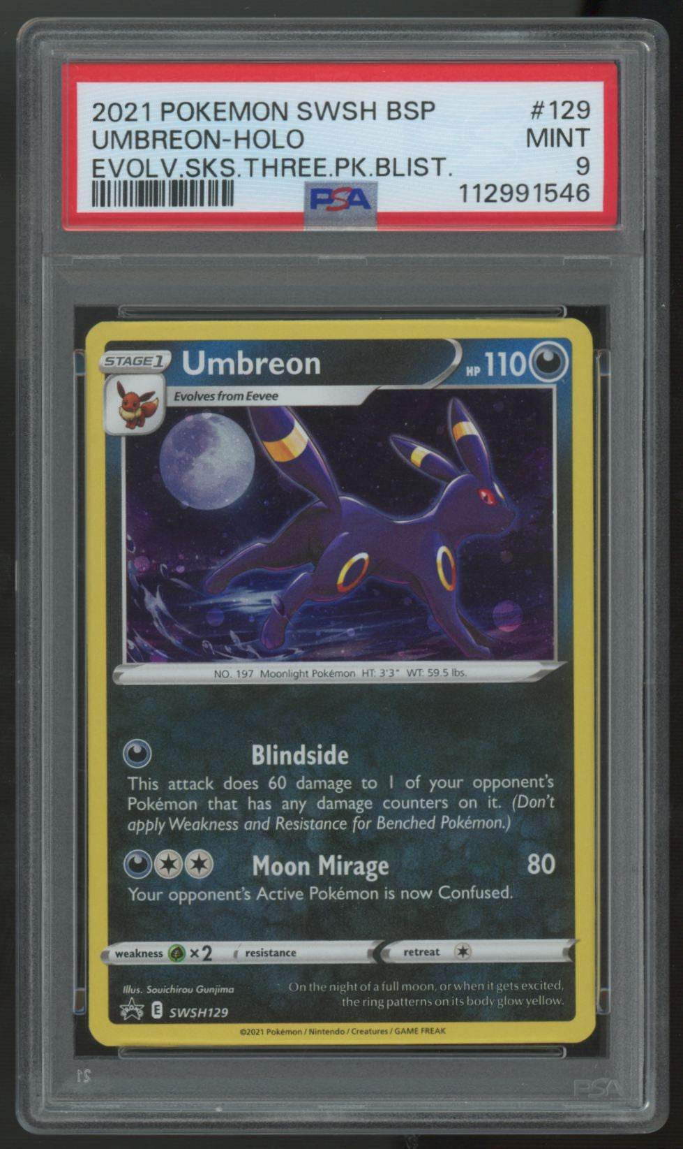 2021 Pokemon Umbreon Evolving Skies Promo Holo #129 PSA 9