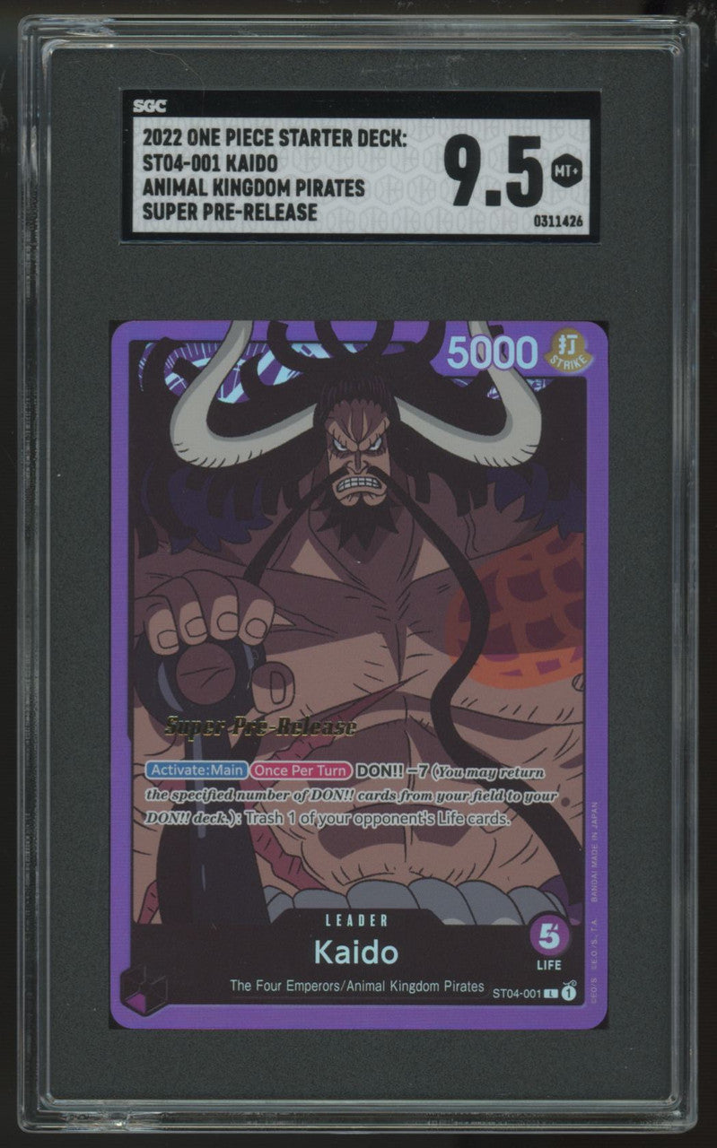 2022 One Piece Kaido Super Pre-Release #ST04-001 SGC 9.5