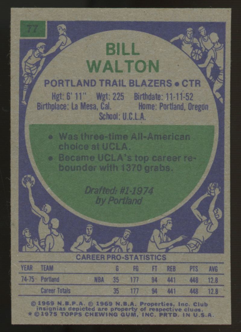 1975-76 Topps Bill Walton #77 NM