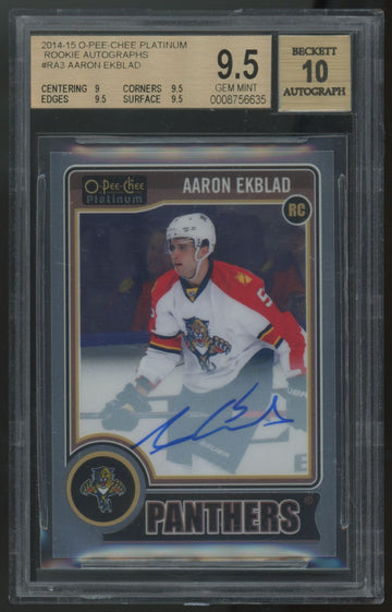 2014-15 O-Pee-Chee Platinum Aaron Ekblad RC Auto #RA-3 BGS 9.5 10