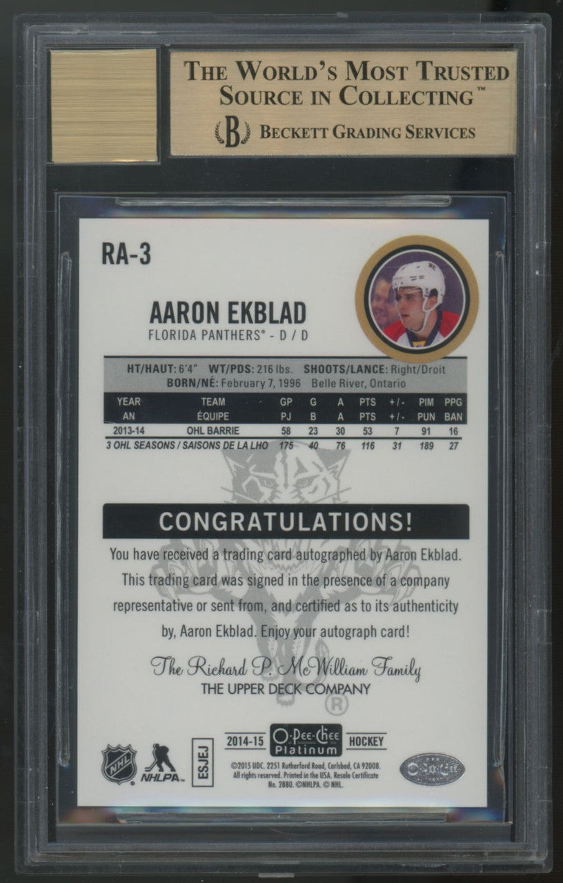 2014-15 O-Pee-Chee Platinum Aaron Ekblad RC Auto #RA-3 BGS 9.5 10