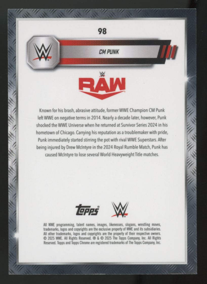 2025 Topps Chrome WWE CM Punk Neon Green Geometric Refractor /75 #98