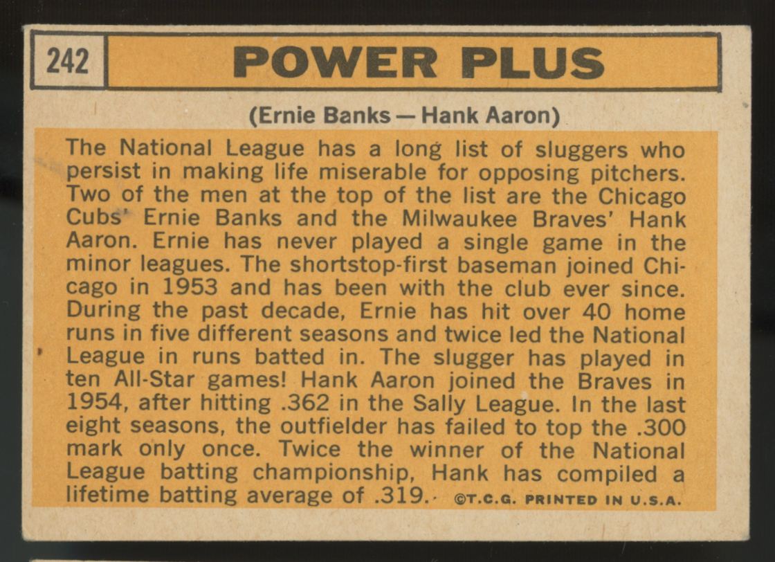 1963 Topps Banks/Aaron Power Plus #242 VG-EX