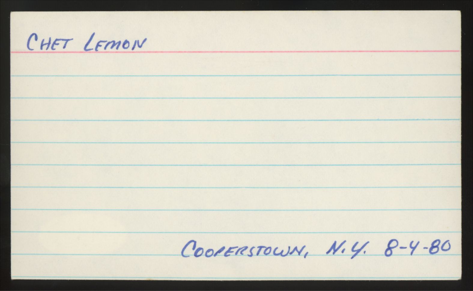 Chet lemon Signed Autographed Index Card JSA Authentic