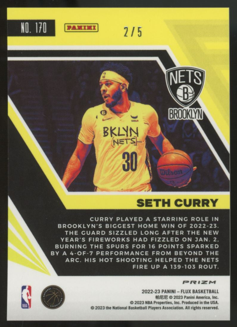 2022-23 Panini Flux Seth Curry Green Prizm /5 #170