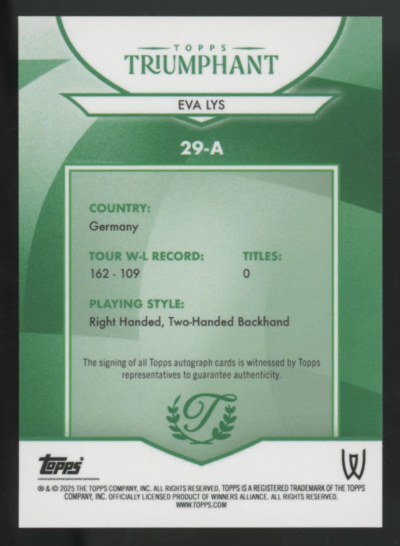 2025 Topps Triumphant Eva Lys RC Auto #29-A