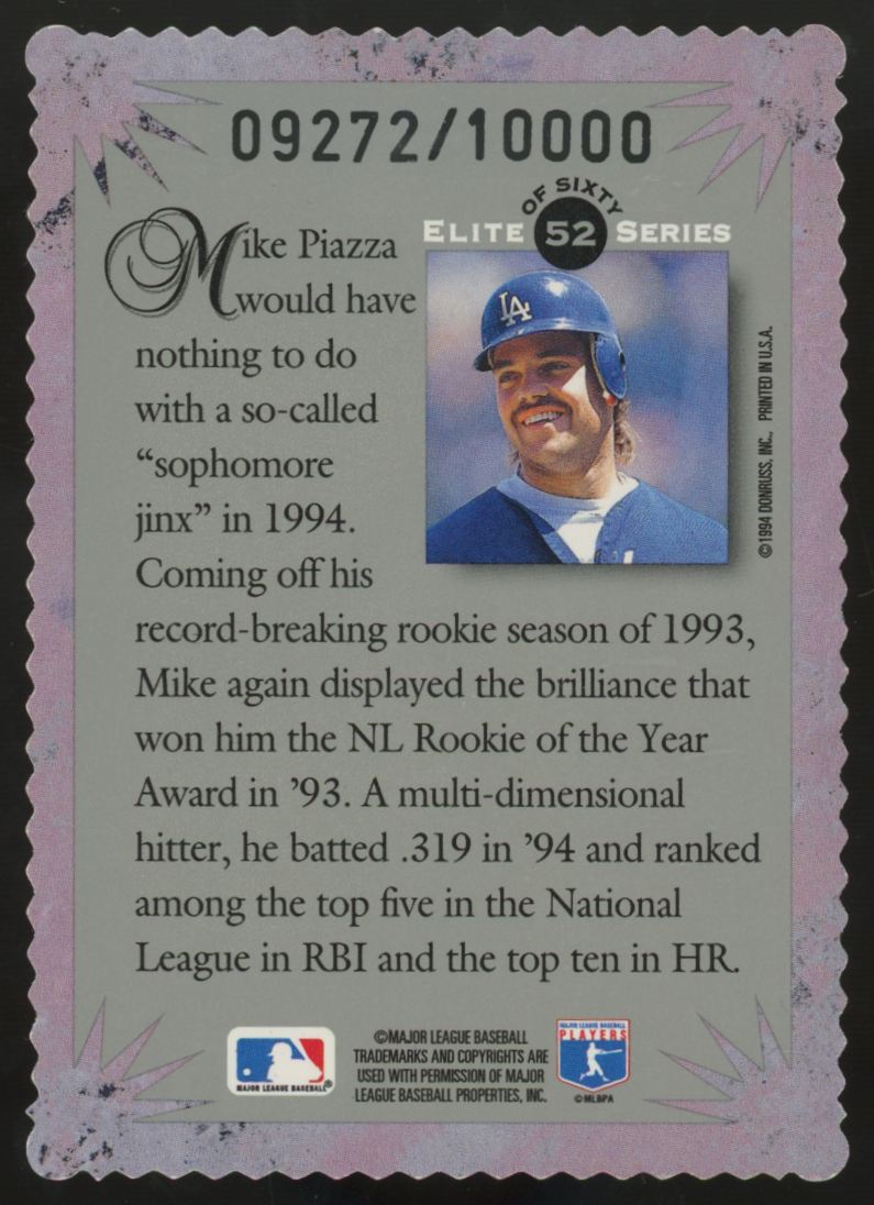 1994 Donruss Elite Series Mike Piazza Holo /1000 #10000 #52