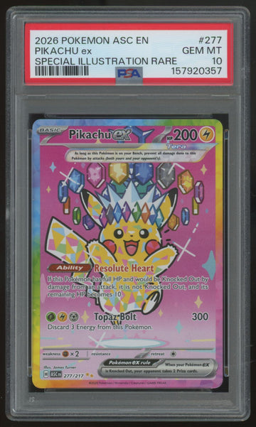 2026 Pokemon Pikachu ex Ascended Heroes Special Illustration Rare #277 PSA 10