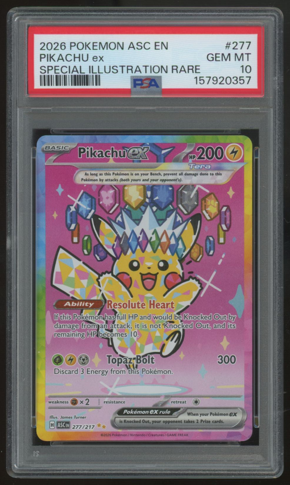 2026 Pokemon Pikachu ex Ascended Heroes Special Illustration Rare #277 PSA 10