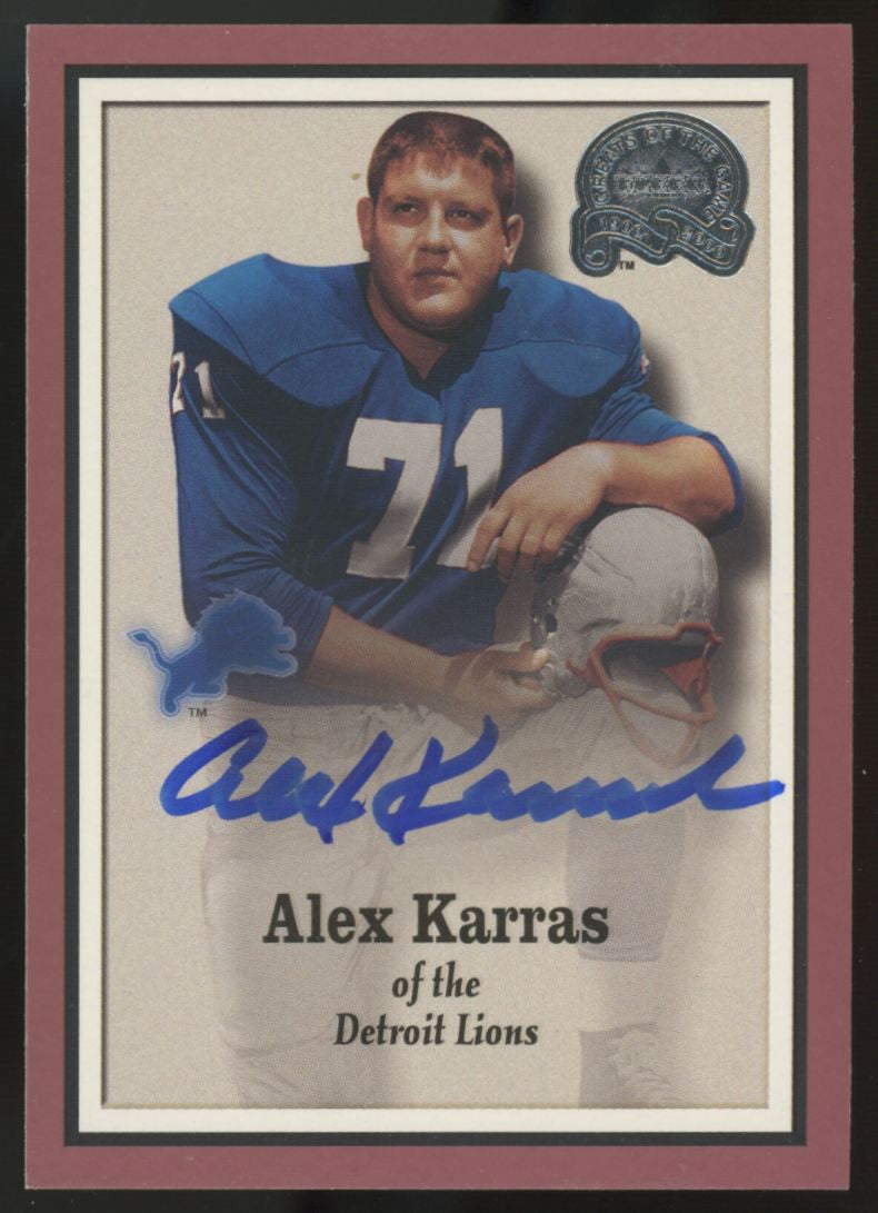 2000 Fleer Greats Of The Game Alex Karras Signed Auto Red Carpet Authentic #73