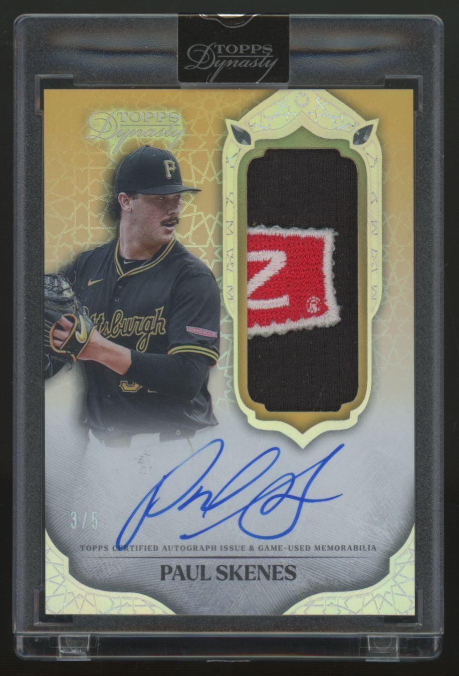 2025 Topps Dynasty Paul Skenes Dynastic Data Sponsor Patch Auto /5 #DASP-PS