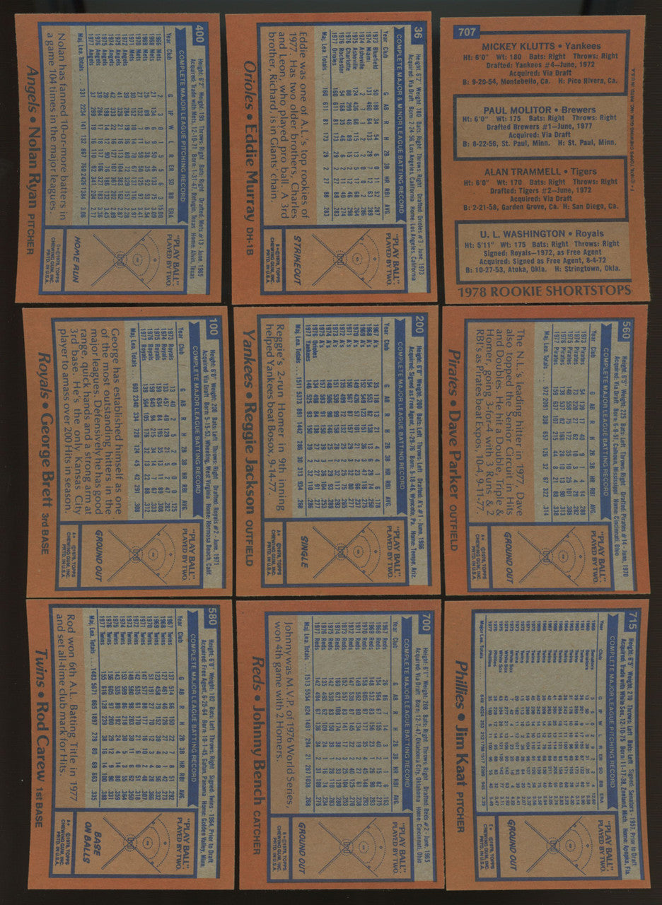 1978 Topps Baseball Complete Set (726) NM-MT