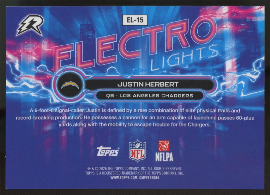 2025 Topps Resurgence Justin Herbert Electro Lights SSP #EL-15