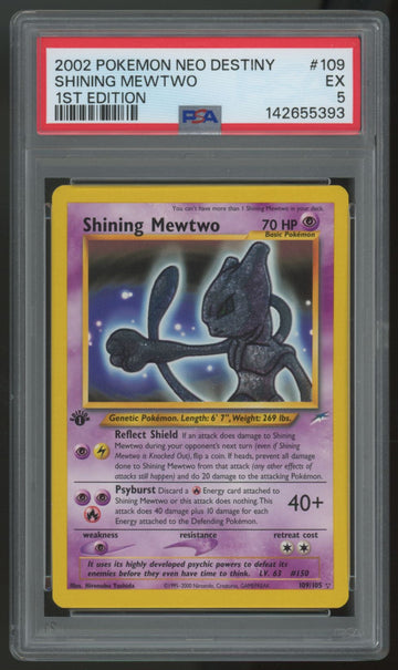 2002 Pokemon Shining Mewtwo Neo Destiny 1st Edition Holo #109 PSA 5
