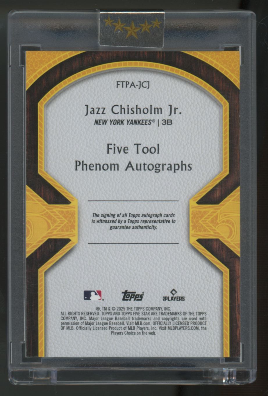 2025 Topps Five Star Jazz Chisholm Jr. Five Tool Phenoms Auto /50 #FTPA-JCJ