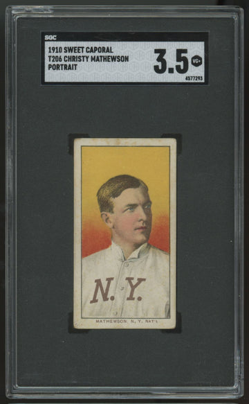 1909-1911 T206 Christy Mathewson Portrait Sweet Caporal Back 350 SGC 3.5