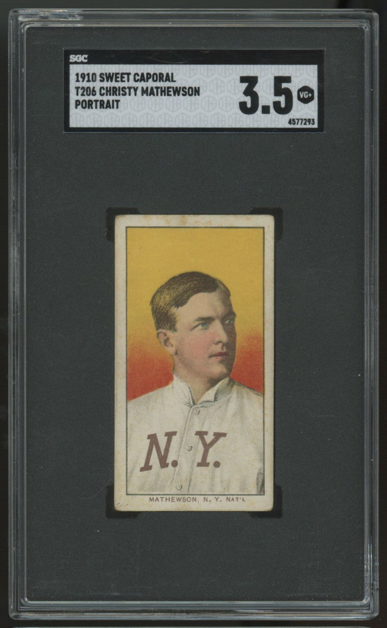 1909-1911 T206 Christy Mathewson Portrait Sweet Caporal Back 350 SGC 3.5