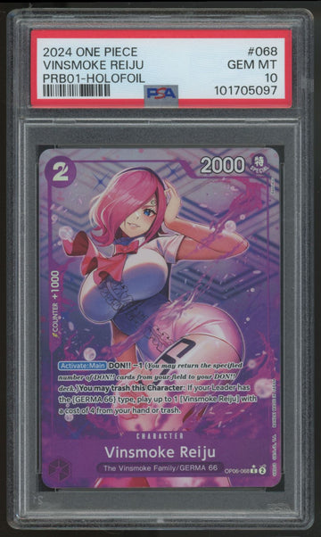 2024 One Piece Vinsmoke Reiju PRB01 Holofoil #068 PSA 10