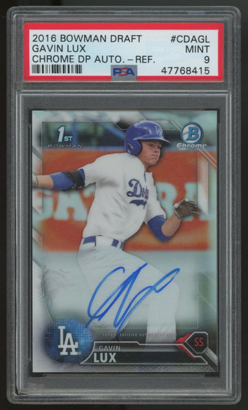 2016 Bowman Chrome Draft Gavin Lux 1st Refractor Auto /499 #CDA-GL PSA 9