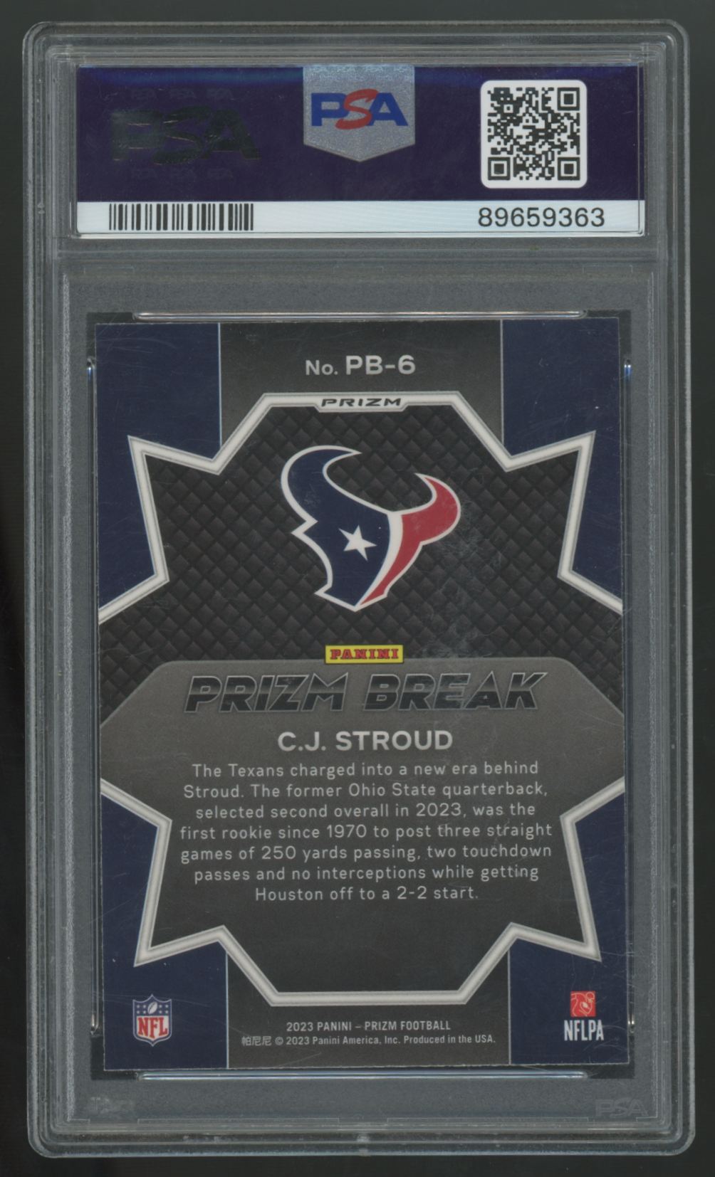 2023 Panini Prizm C.J. Stroud RC No Huddle Prizm Break #PB-6 PSA 10