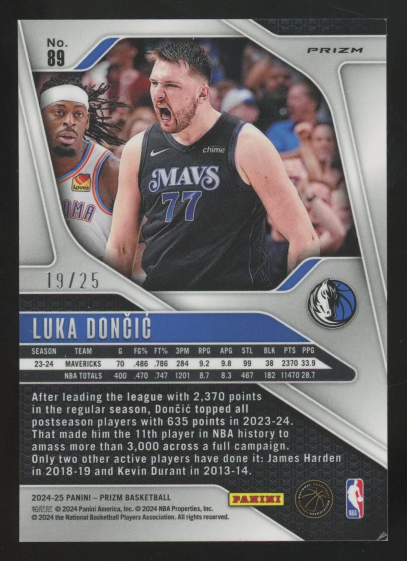 2024-25 Panini Prizm Luka Doncic Green Pulsar /25 #89