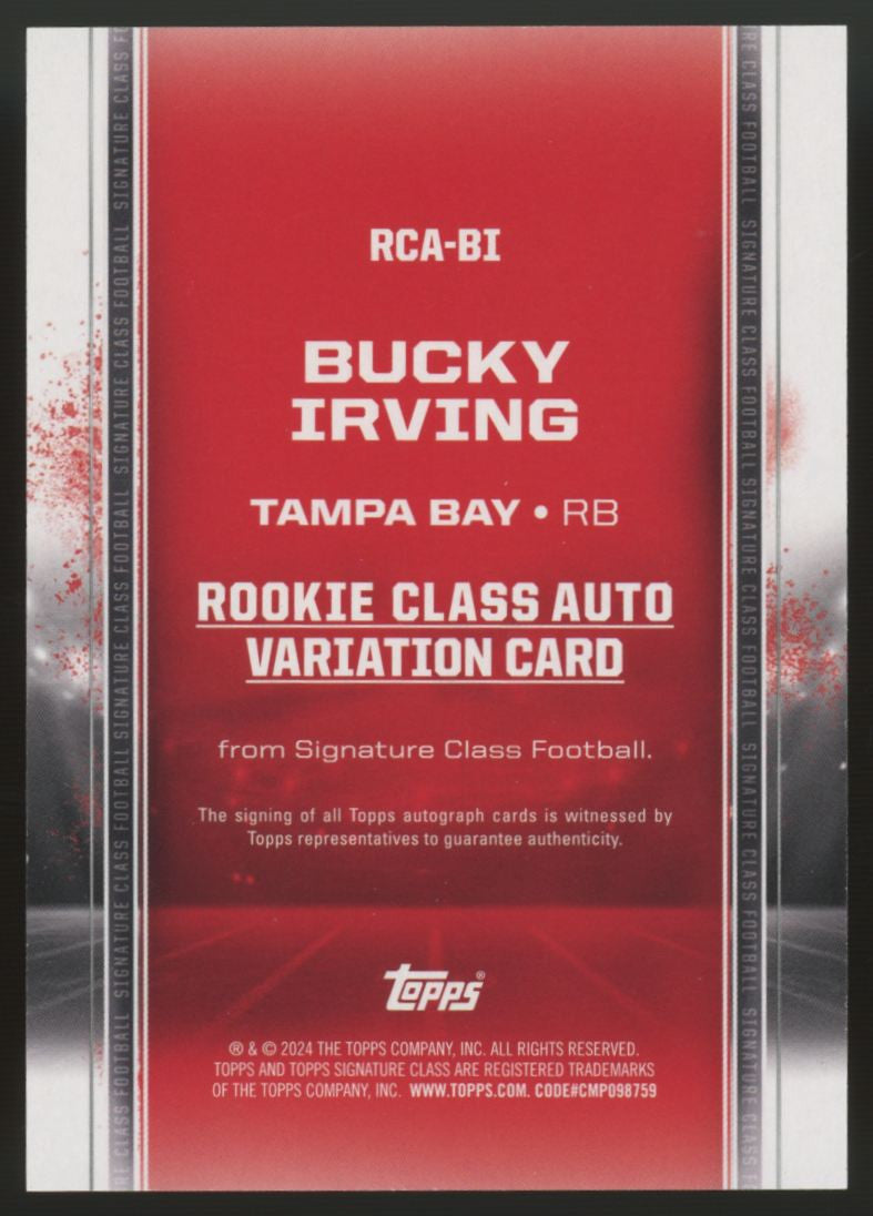 2024 Topps Signature Class Bucky Irving RC Draft Class Variation Auto /25 RCA-BI