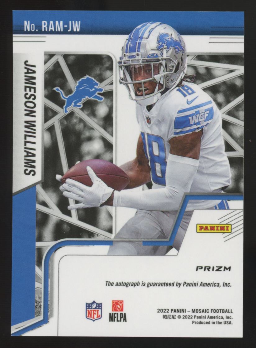 2022 Panini Mosaic Jameson Williams RC Auto #RAM-JW
