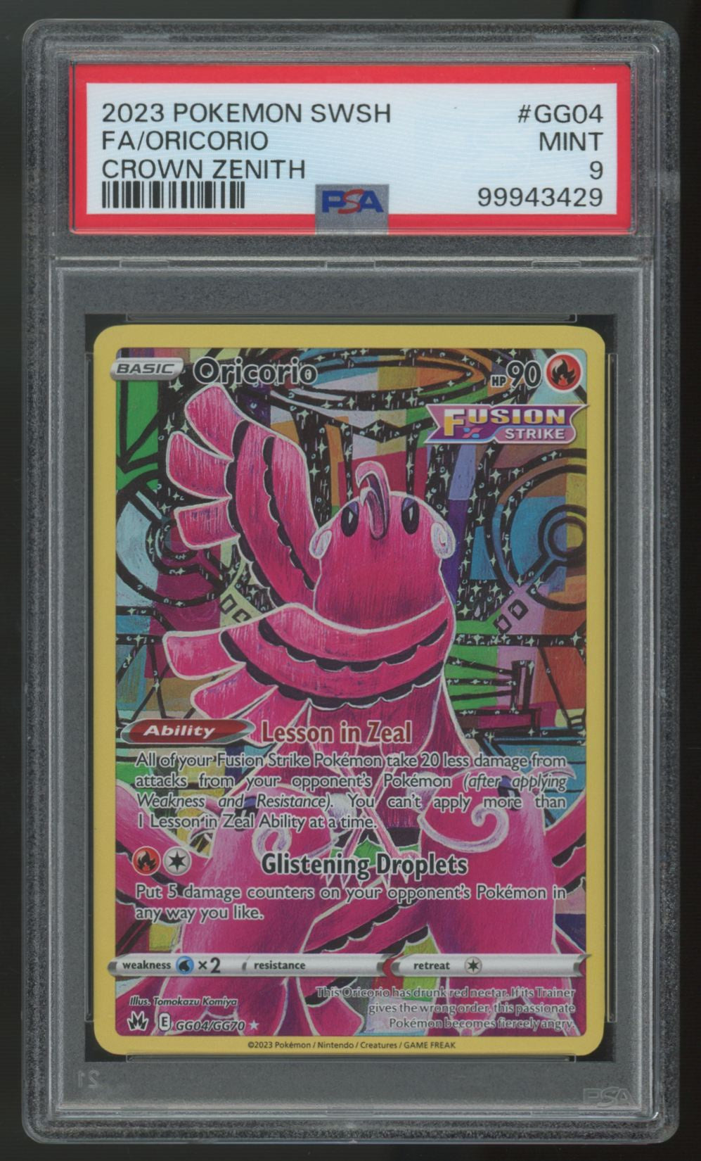 2023 Pokemon Oricorio Crown Zenith Full Art #GG04 PSA 9