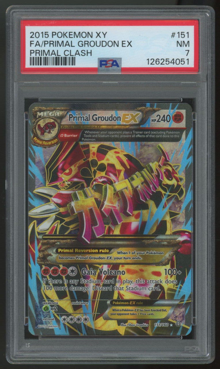 2015 Pokemon Primal Groudon EX Primal Clash Full Art #151 PSA 7