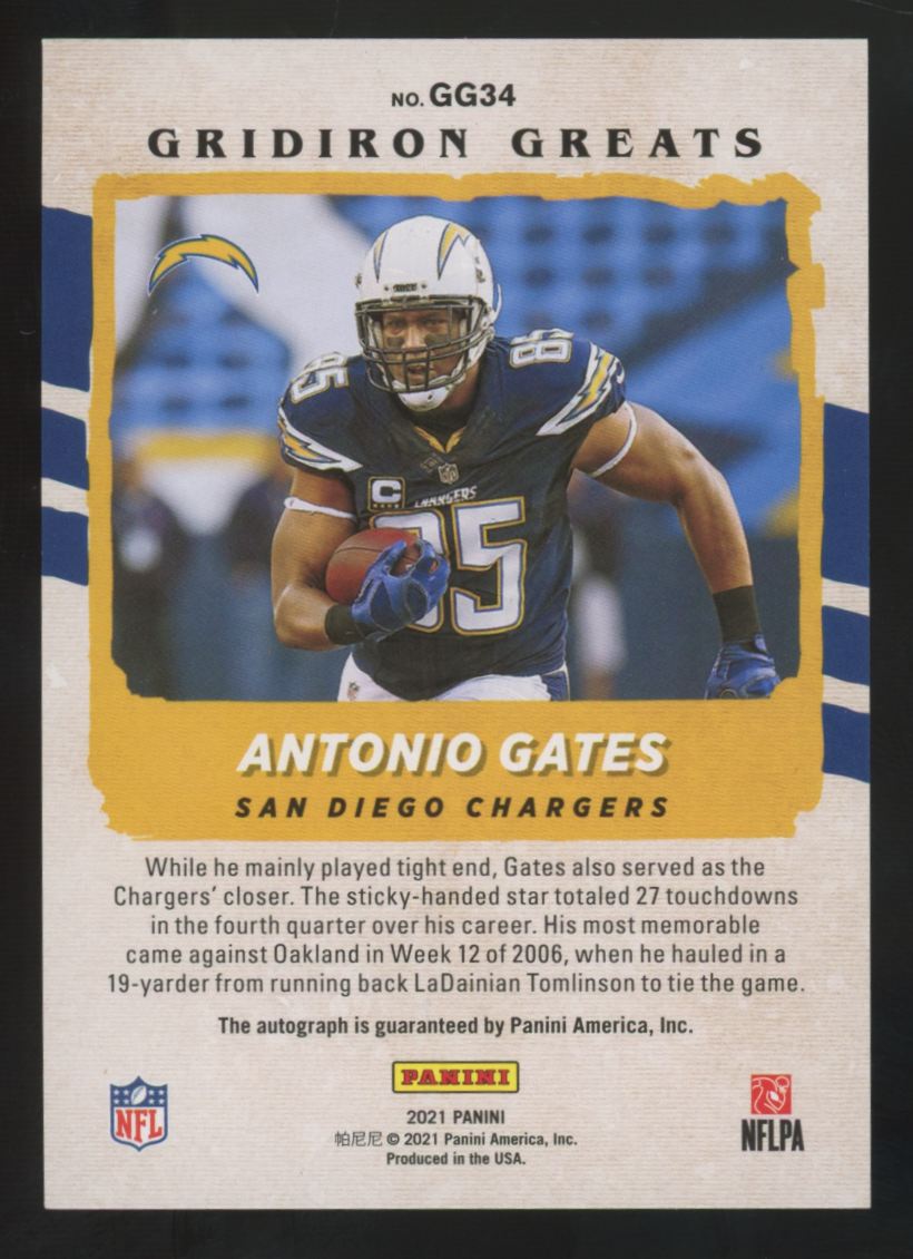 2021 Panini Gridiron Greats Antonio Gates Auto #GG34