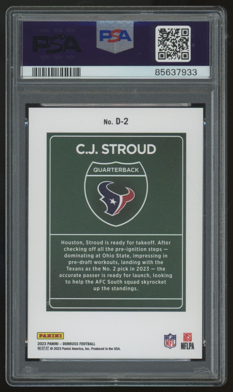 2023 Panini Donruss C.J. Stroud RC Downtown! SSP #D-2 PSA 10
