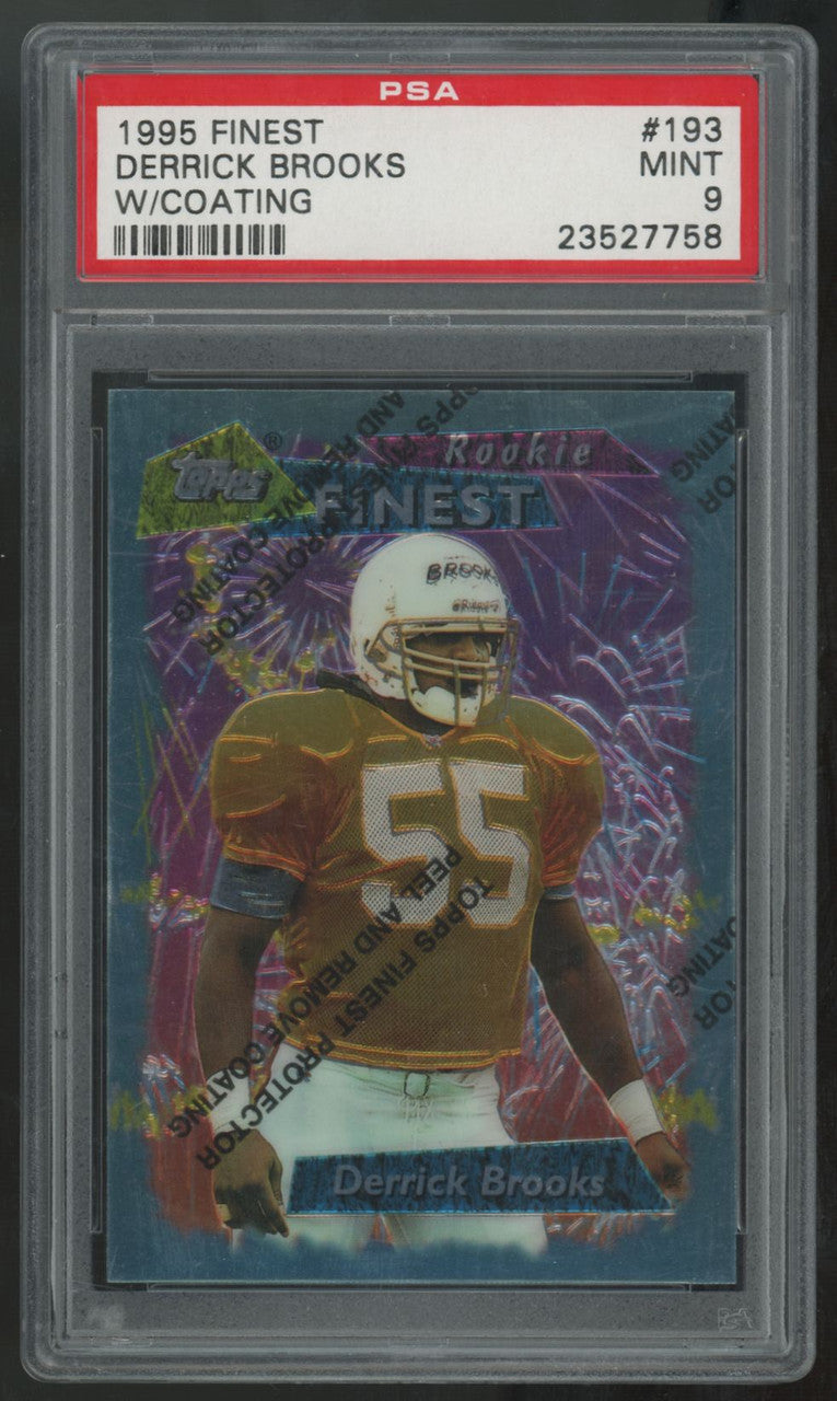 1995 Topps Finest Derrick Brooks RC W/Coating #193 PSA 9