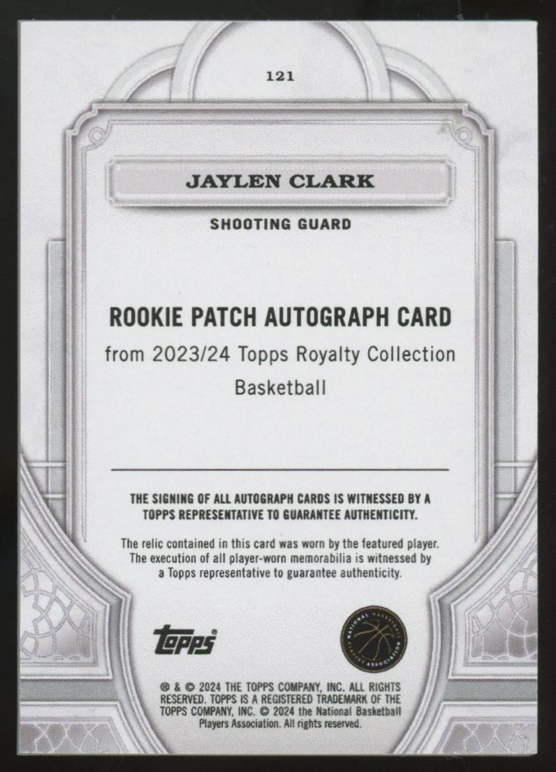 2023-24 Topps Royalty Jaylen Clark RC Patch Auto RPA /99 #121