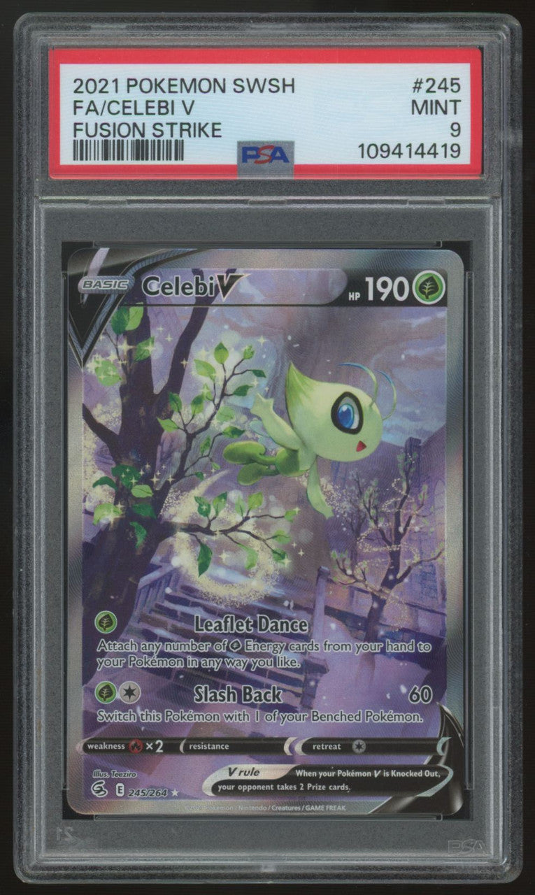 2021 Pokemon Celebi V Fusion Strike Full Art #245 PSA 9