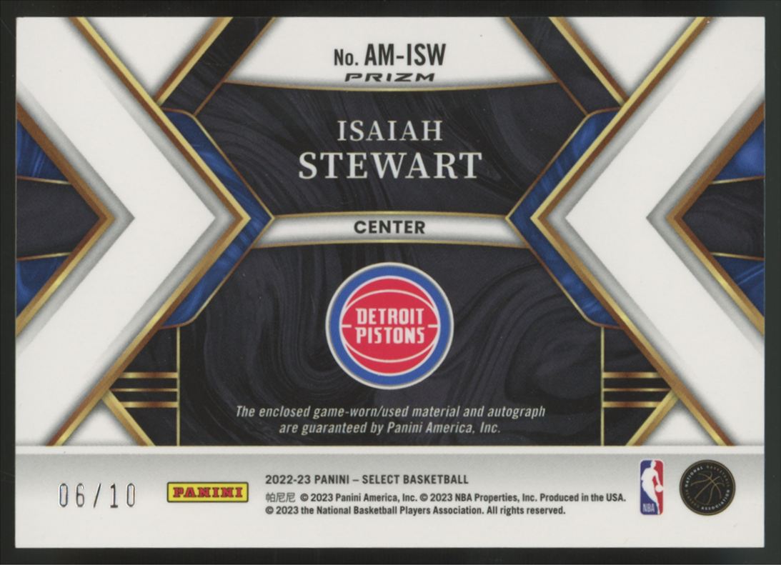 2022-23 Select Isaiah Stewart Gold Patch Auto Prizm /10 #AM-ISW