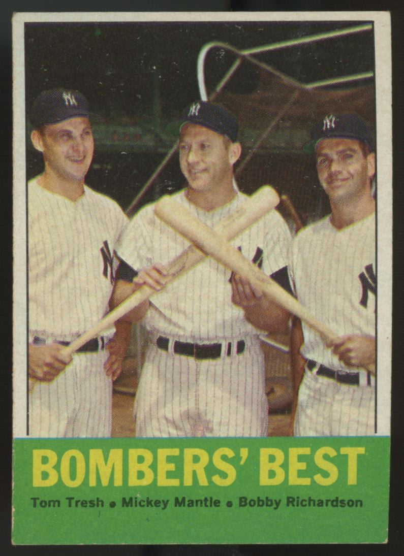 1963 Topps Tom Tresh/Mickey Mantle/Bobby Richardson Bombers' Best #173 VG/EX-EX