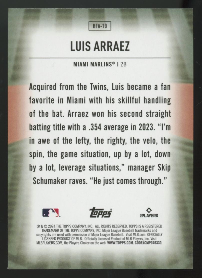 2024 Topps Luis Arraez Home Field Advantage #HFA-19