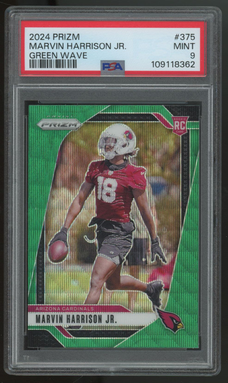 2024 Prizm Marvin Harrison Jr. RC Green Wave #375 PSA 9