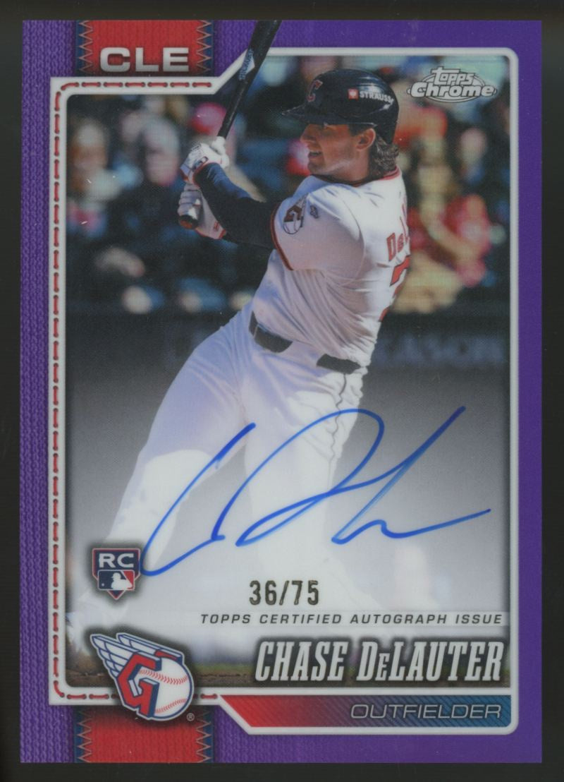2026 Topps Chrome Chase DeLauter RC Purple Refractor Auto /75 #RA-CD