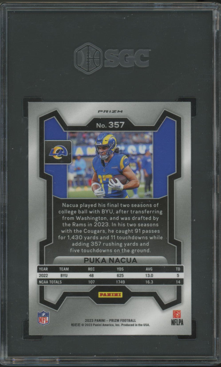 2023 Panini Prizm Puka Nacua RC Silver #357 SGC 9.5