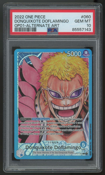 2022 One Piece Donquixote Doflamingo Alternate Art #OP01-060 PSA 10