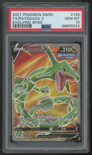 2021 Pokemon Rayquaza V Evolving Skies Full Art #193 PSA 10